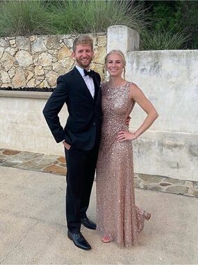 Adrianna Papell Blush Sequin Maxi Dress size 0